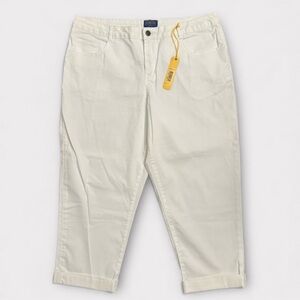 NWT Pendleton Straight Leg Trouser Cuffed Hem, White, 16 Petite